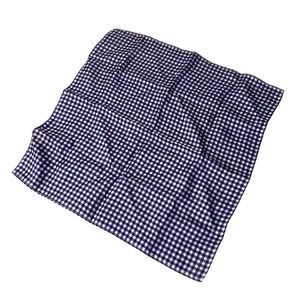 Men's 100% Silk Blue Navy Plaid Print Pocket Square